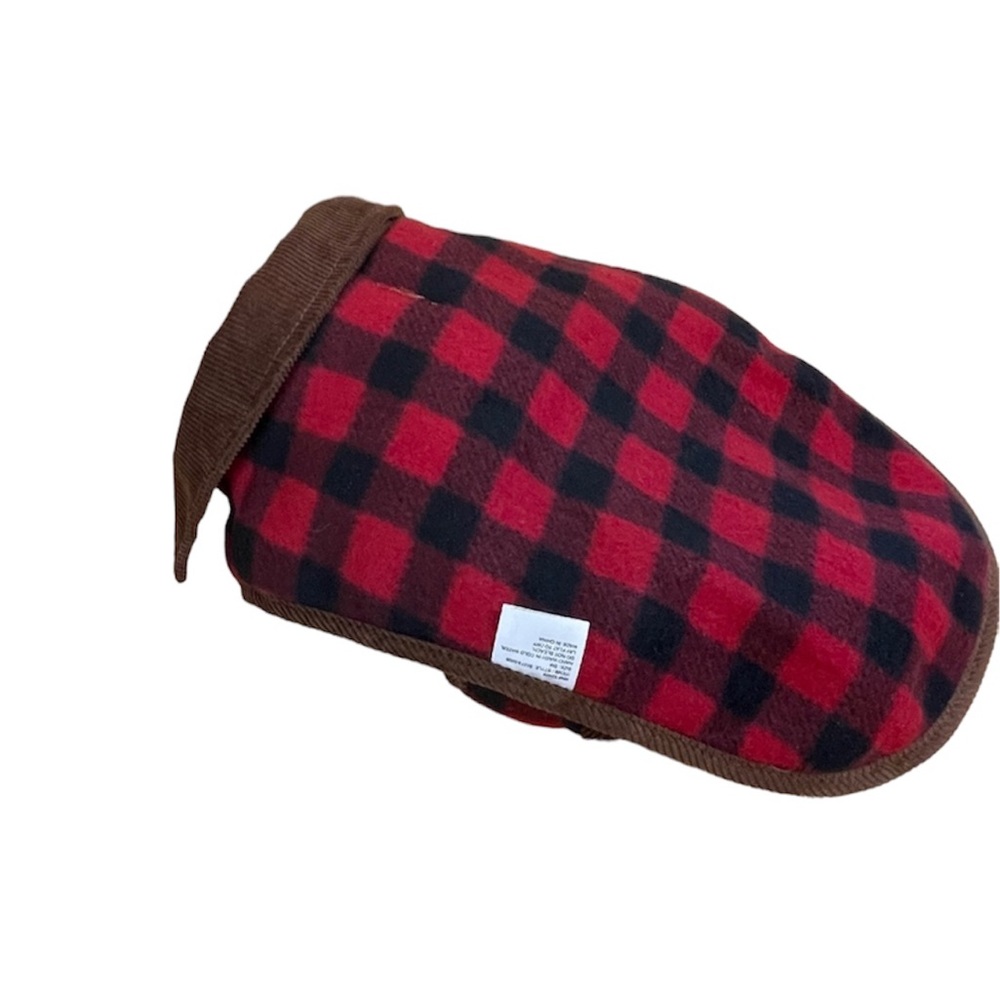 Doggy Red Plaid Buffalo Check Winter Coat Size SM